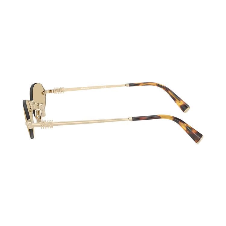 Miu Miu Oval Sunglasses Pale Gold/Yellow (0MU A54S ZVN10R)