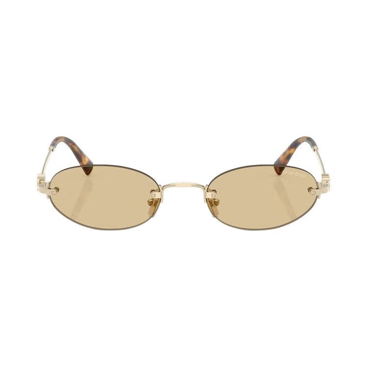 Miu Miu Oval Sunglasses Pale Gold/Yellow (0MU A54S ZVN10R)