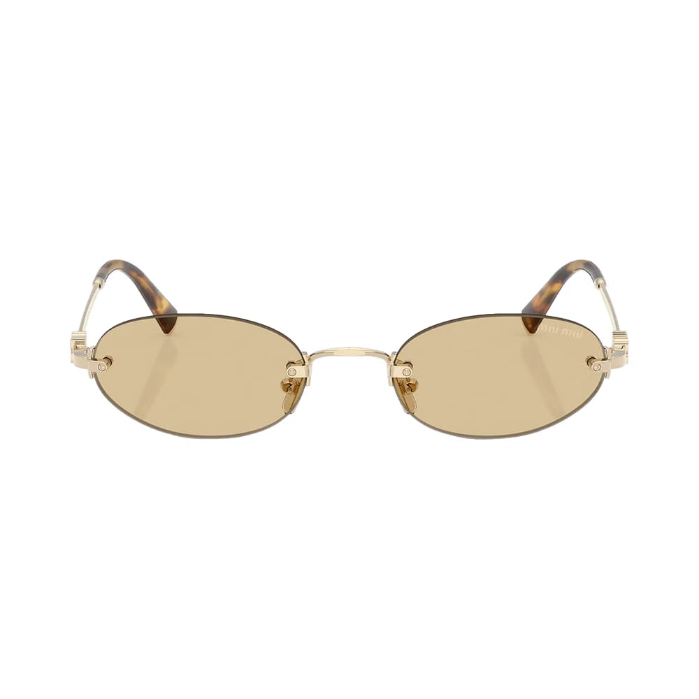 Miu Miu Oval Sunglasses Pale Gold/Yellow (0MU A54S ZVN10R)