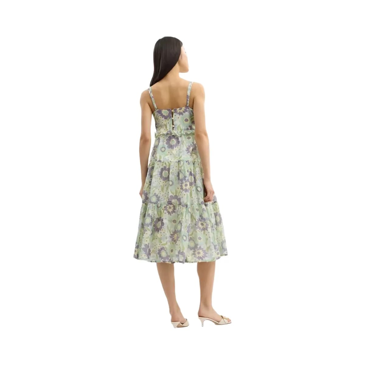 Coach Cotton Voile Maxi Dress Green Floral