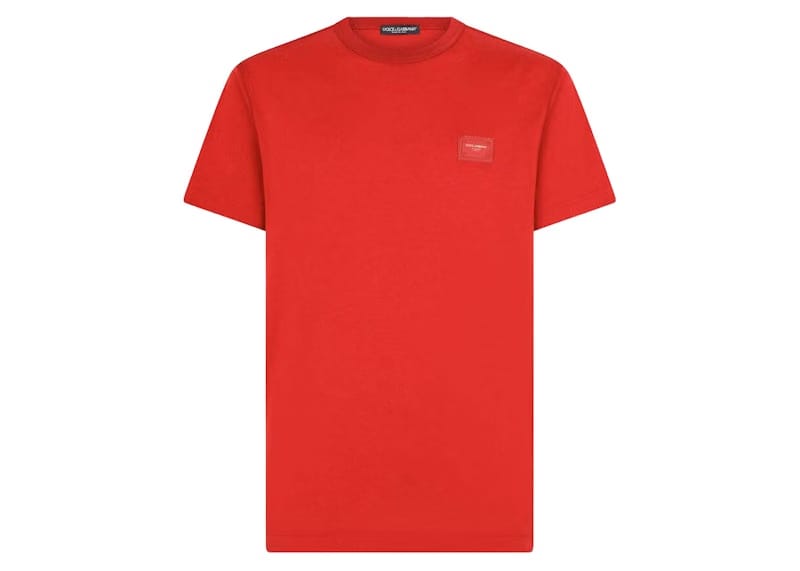 Dolce & Gabbana Cotton Branded Plate T-Shirt Red
