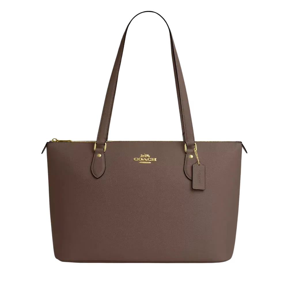 Coach Gallery Tote Bag Crossgrain Leather Dark Stone