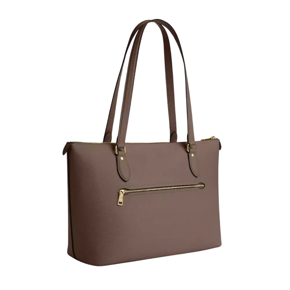 Coach Gallery Tote Bag Crossgrain Leather Dark Stone