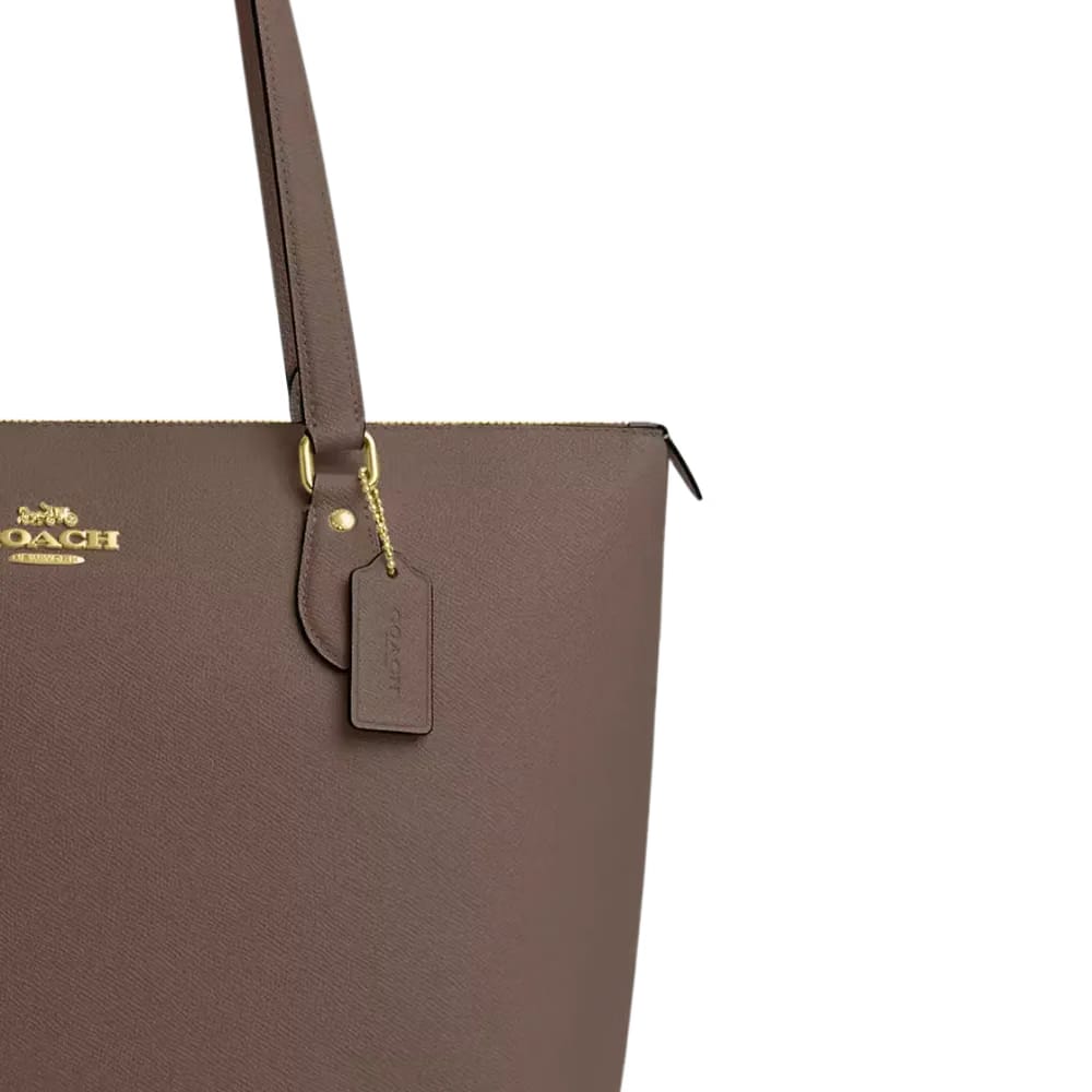 Coach Gallery Tote Bag Crossgrain Leather Dark Stone