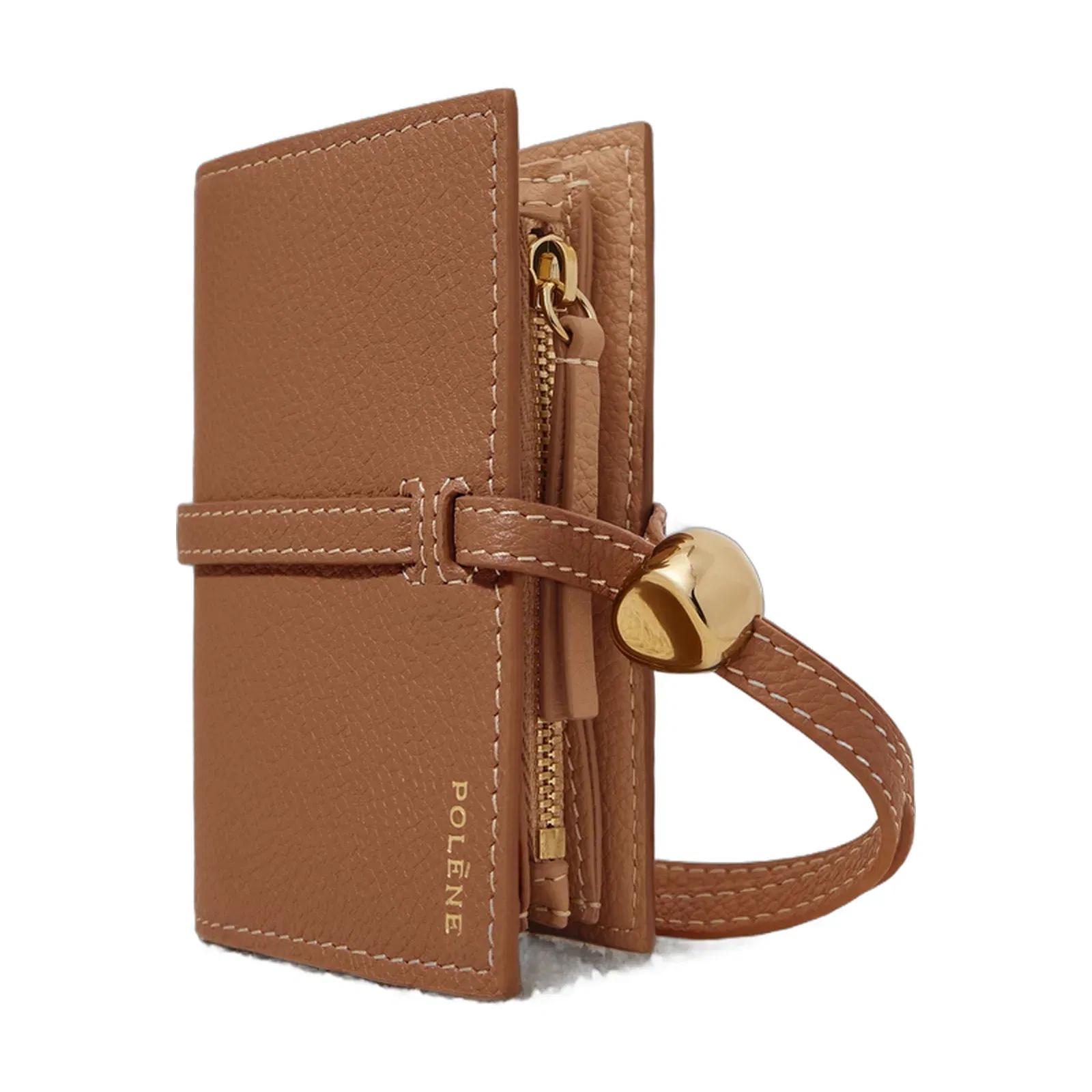 Polene Kaye Card Holder Textured Duo Camel