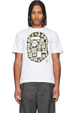 BAPE X CHECKED APE HEAD PRINT WHITE