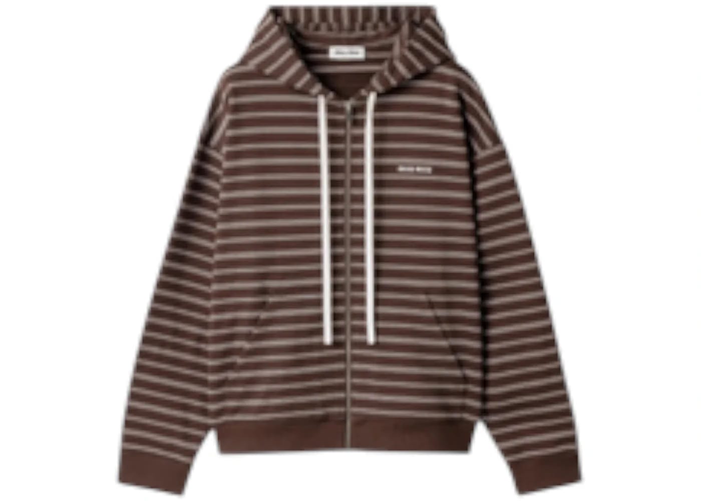 Miu Miu Striped Hoodie Cacao/Bianco