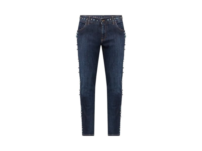 Dolce & Gabbana Studded Denim Jeans Blue