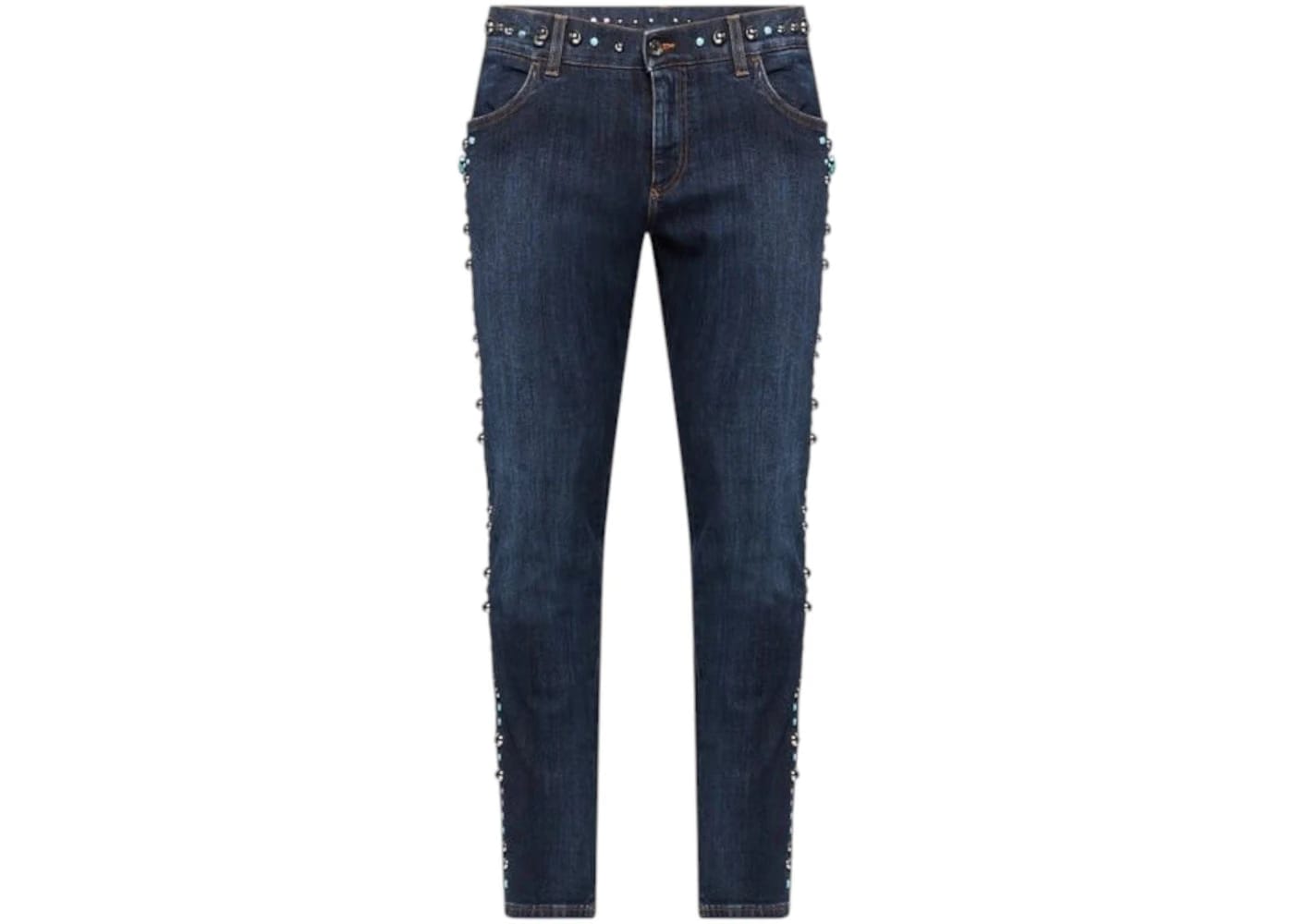 Dolce & Gabbana Studded Denim Jeans Blue