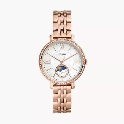 Fossil Jacqueline Sun Moon Multifunction White Mother-Of-Pearl Dial Gold-Tone Stainless Steel Watch