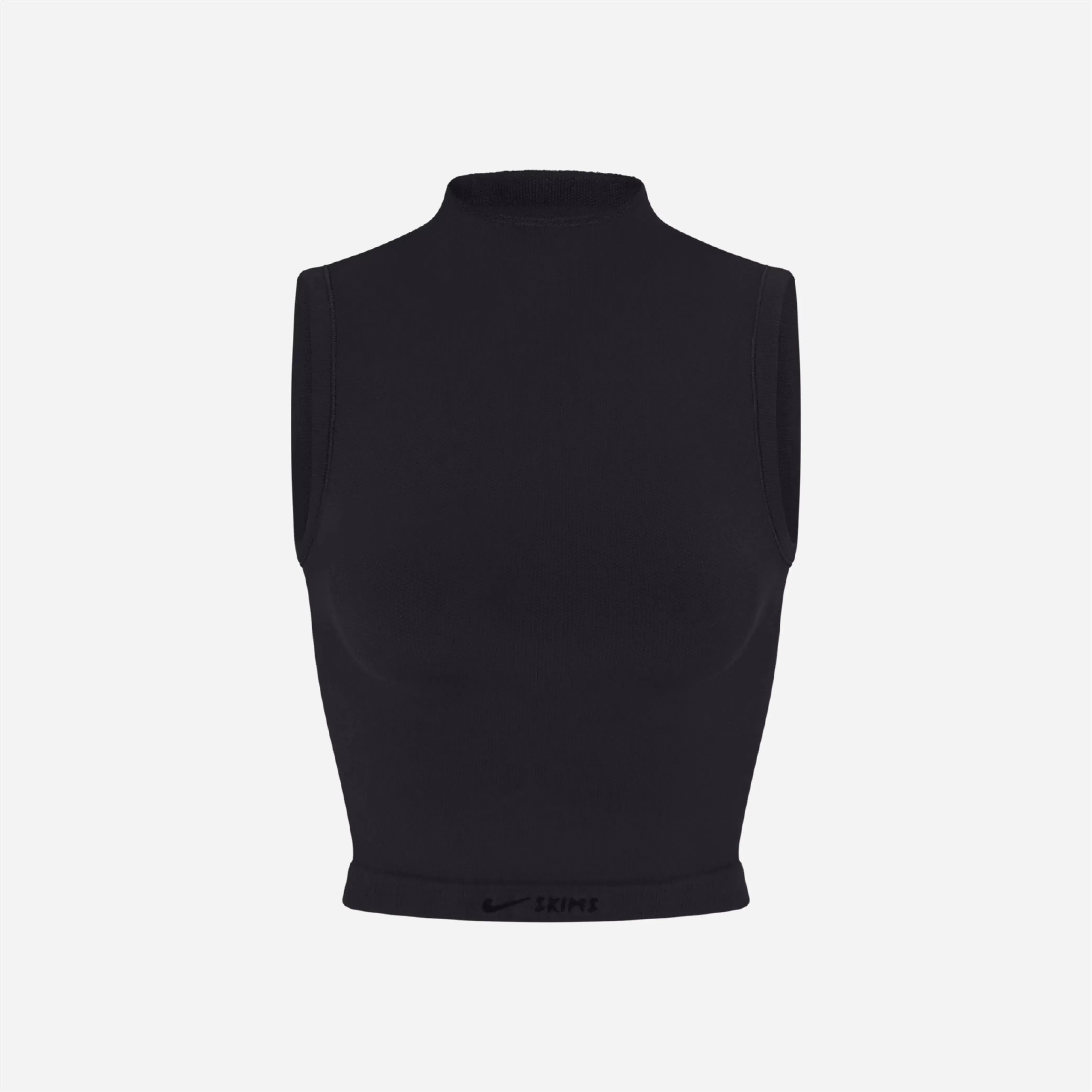 Nike x Skims Vintage Seamless Mock-Neck Long-Line Bra Obsidian