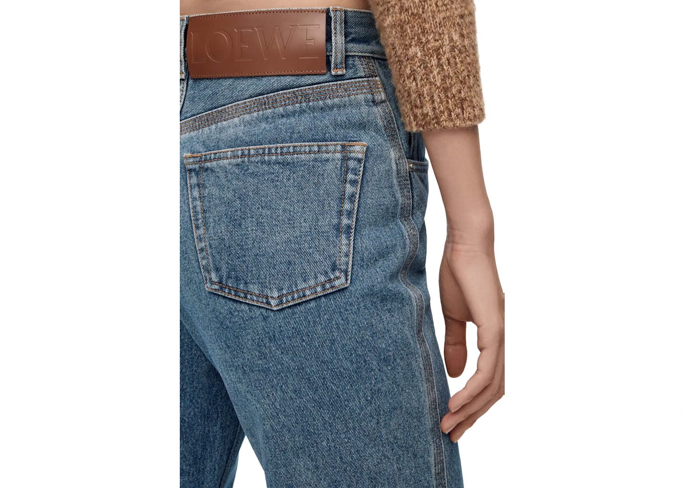 LOEWE Anagram Cropped Jeans in Denim Mid Blue