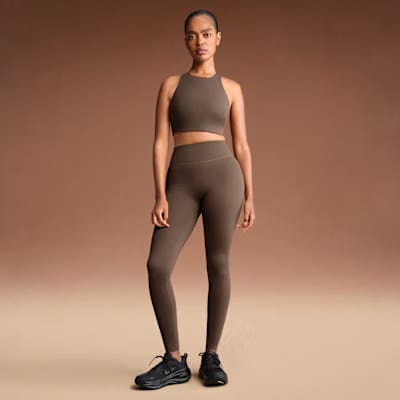 Nike x Skims Matte High-Neck Bra Dark Sepia