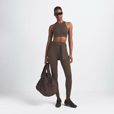 Nike x Skims Matte High-Neck Bra Dark Sepia