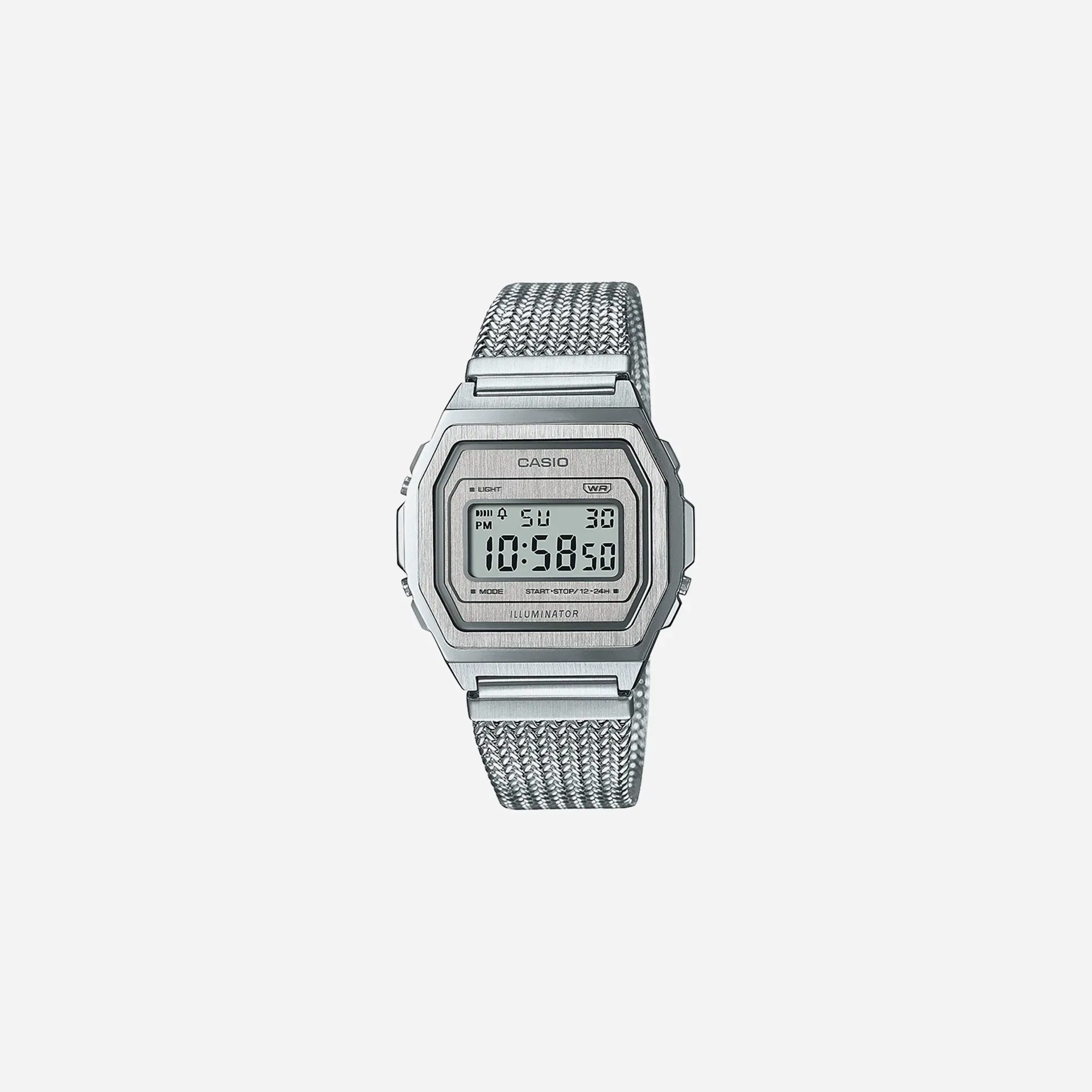 Casio Vintage A1000MA-7DF Quartz Silver European Vintage Dial Digital Stainless Steel Watch
