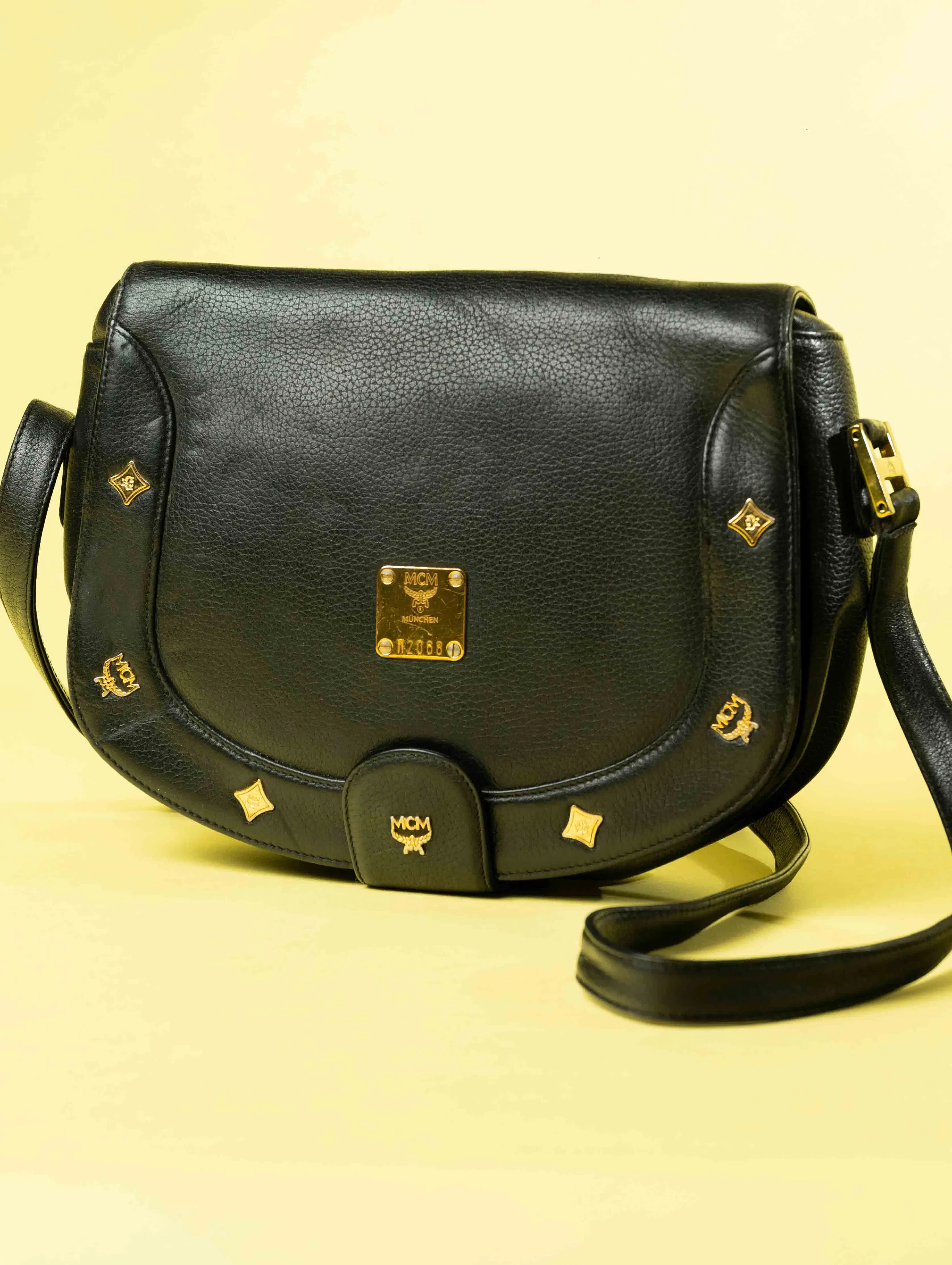 MCM Black Leather Flap Crossbody Bag (One Size)