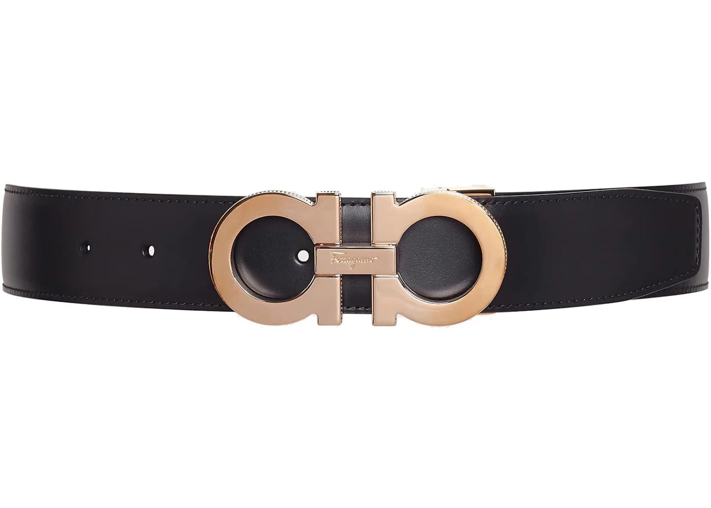 Ferragamo Reversible And Adjustable Gancini Belt Black/Blue Marine