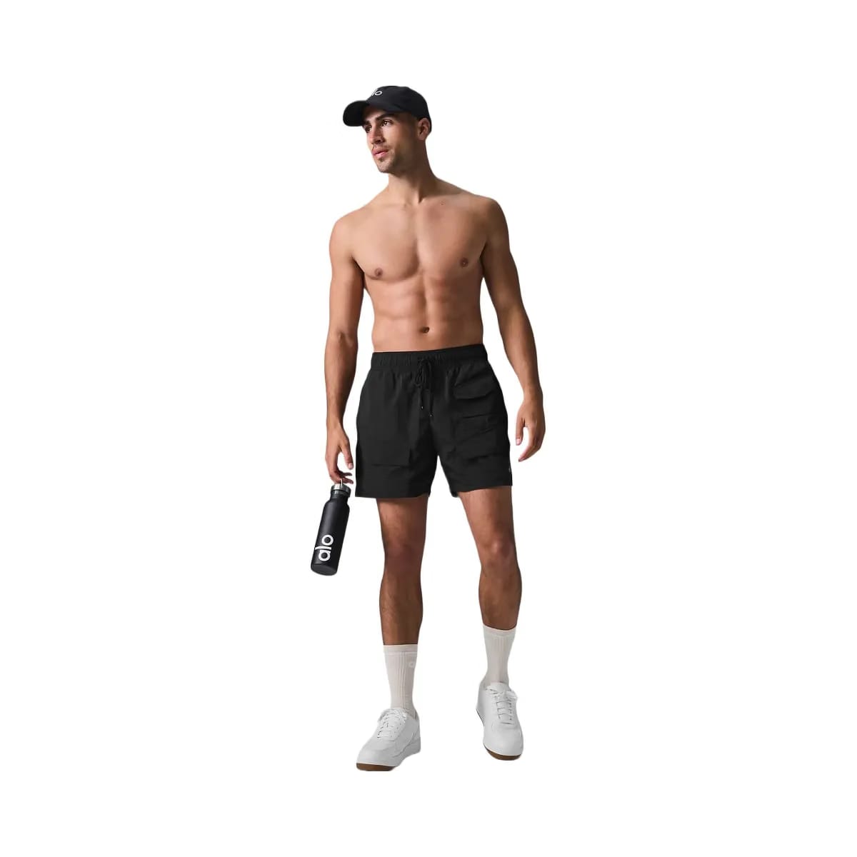 Alo Men's 7" Crinkle Nylon Excursion Cargo Shorts - Black