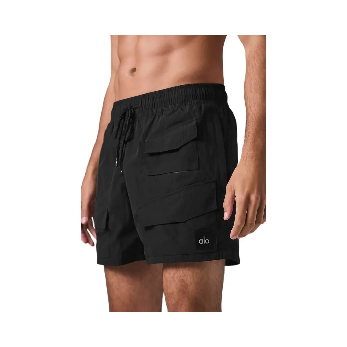 Alo Men's 7" Crinkle Nylon Excursion Cargo Shorts - Black