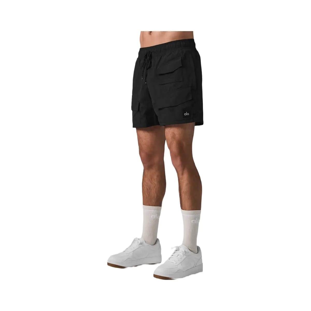Alo Men's 7" Crinkle Nylon Excursion Cargo Shorts - Black