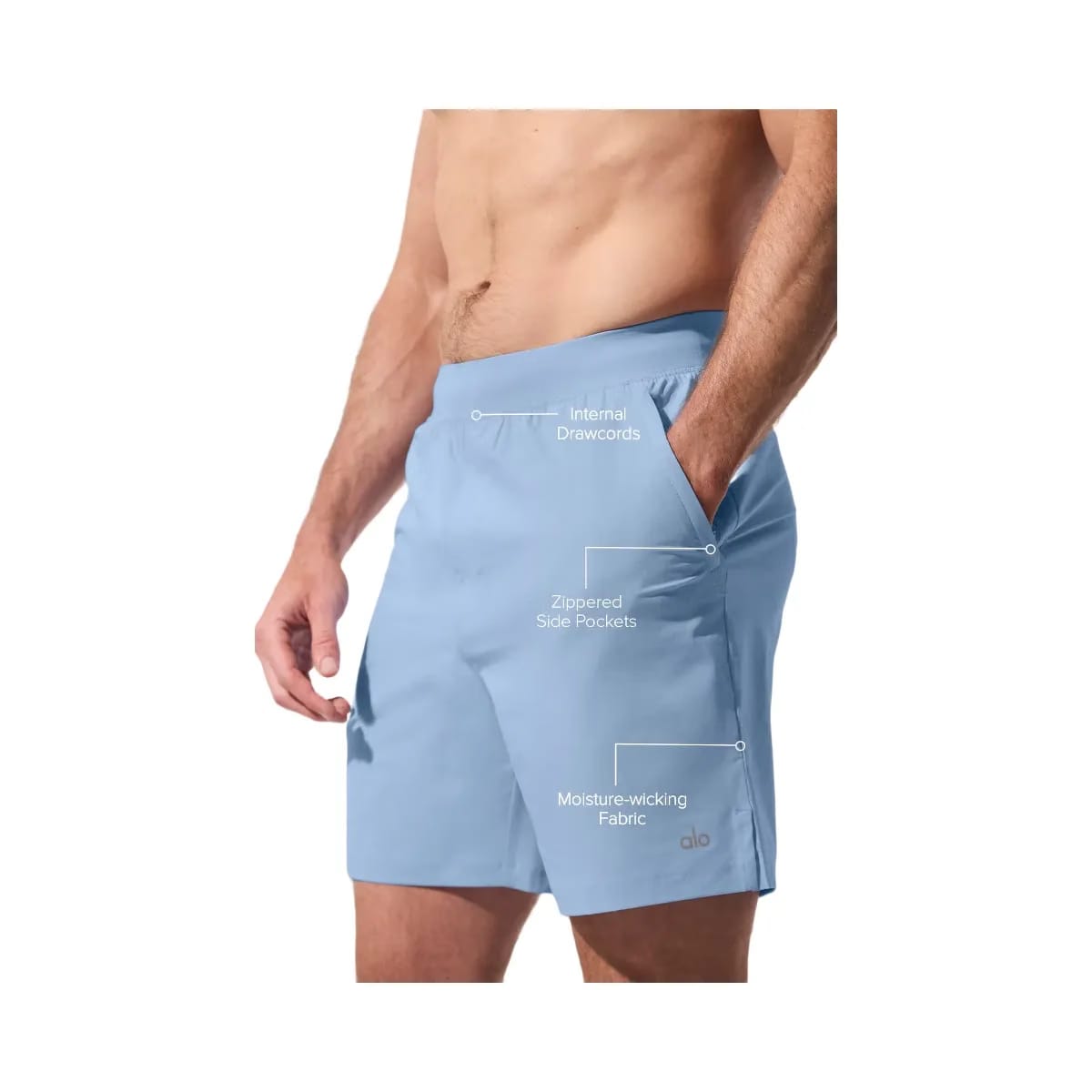 Alo Men's 7" Repetition Shorts - Seashell Blue