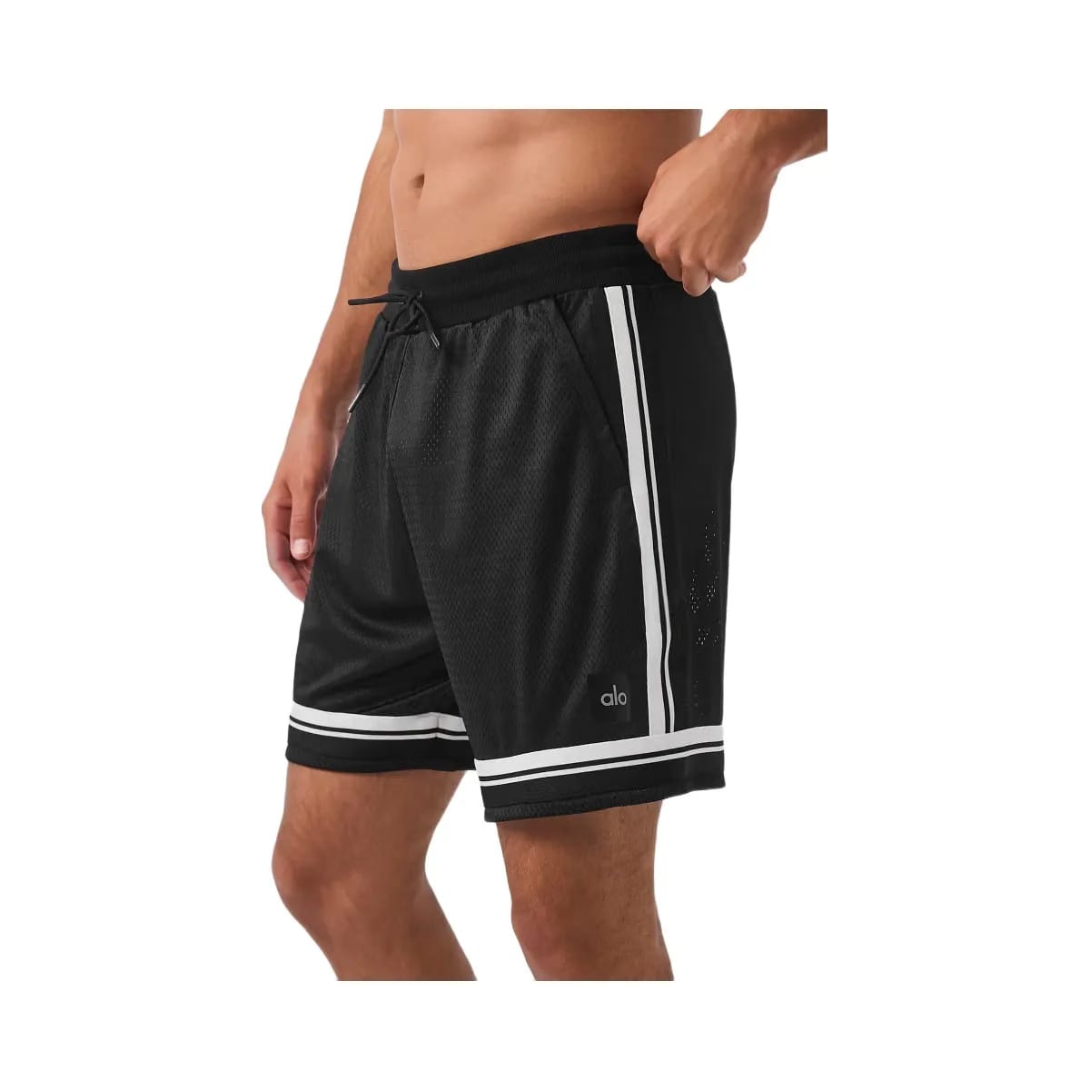 Alo Men's 7" Key Mesh Basketball Shorts - Black