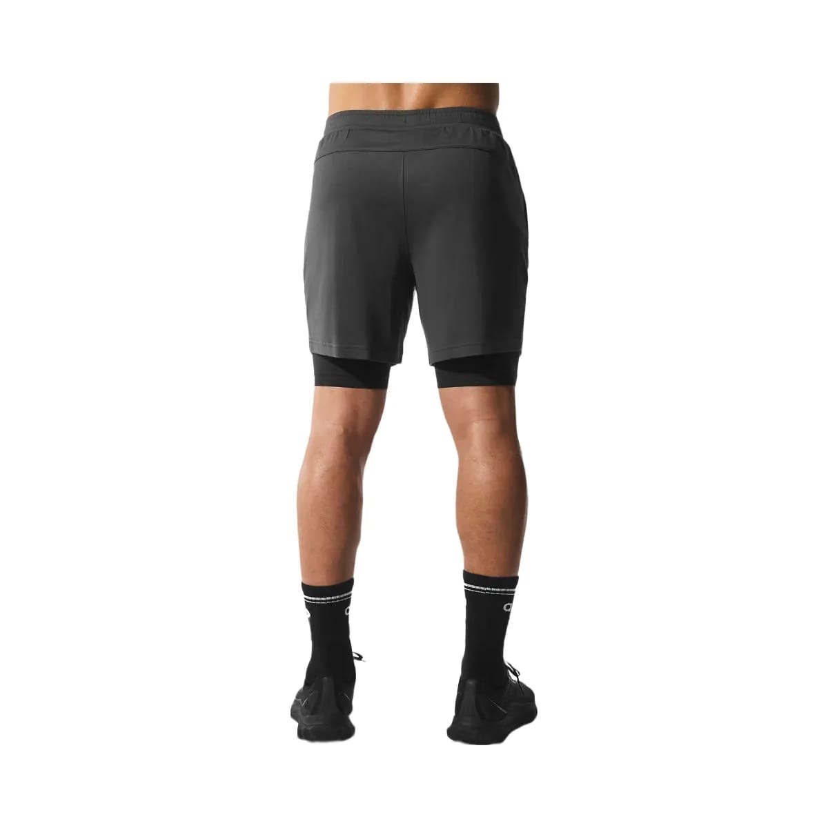 Alo Men's Conquer React 2-In-1 Performance Shorts - Anthracite/Black