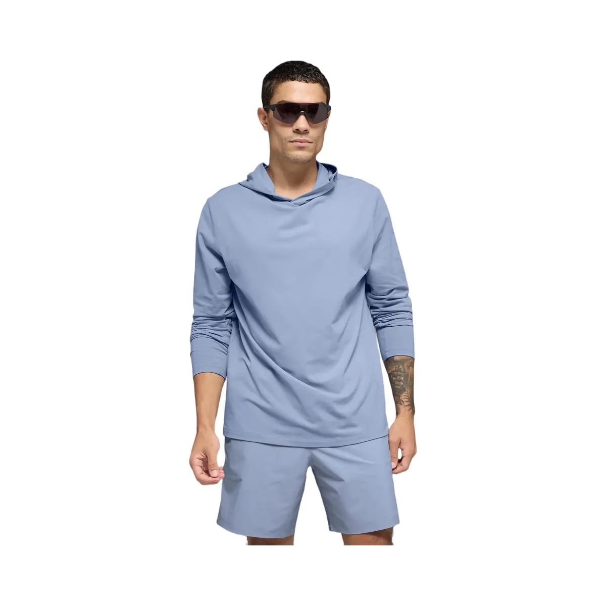 Alo Men's Conquer Reform Long Sleeve With Hood - Winter Frost