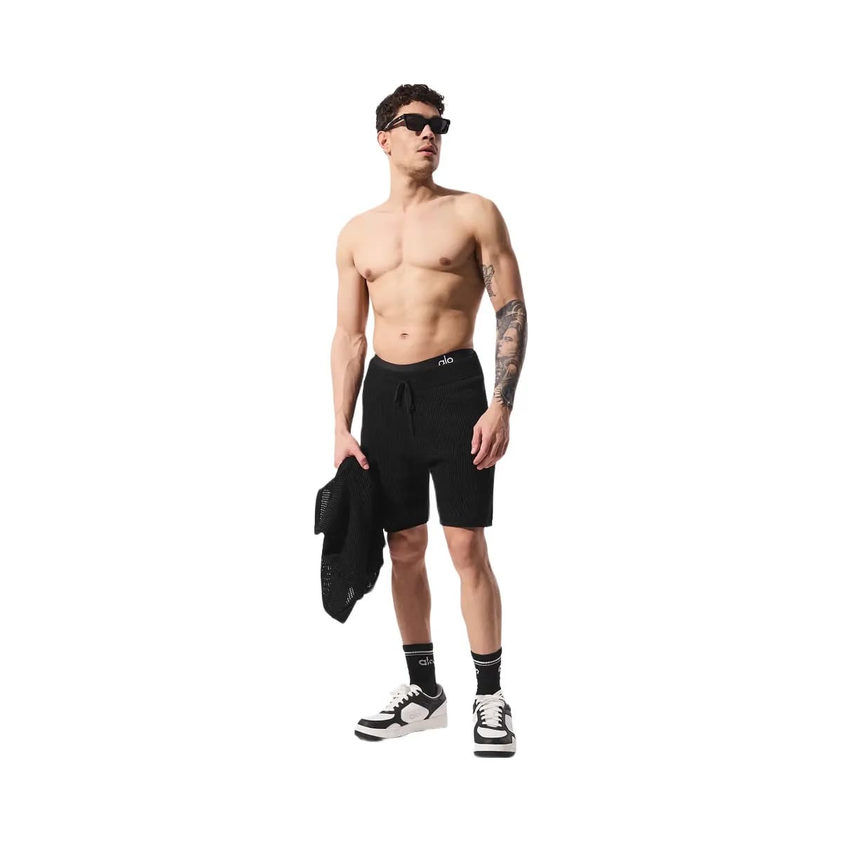Alo Men's Open-Knit Shorts - Black
