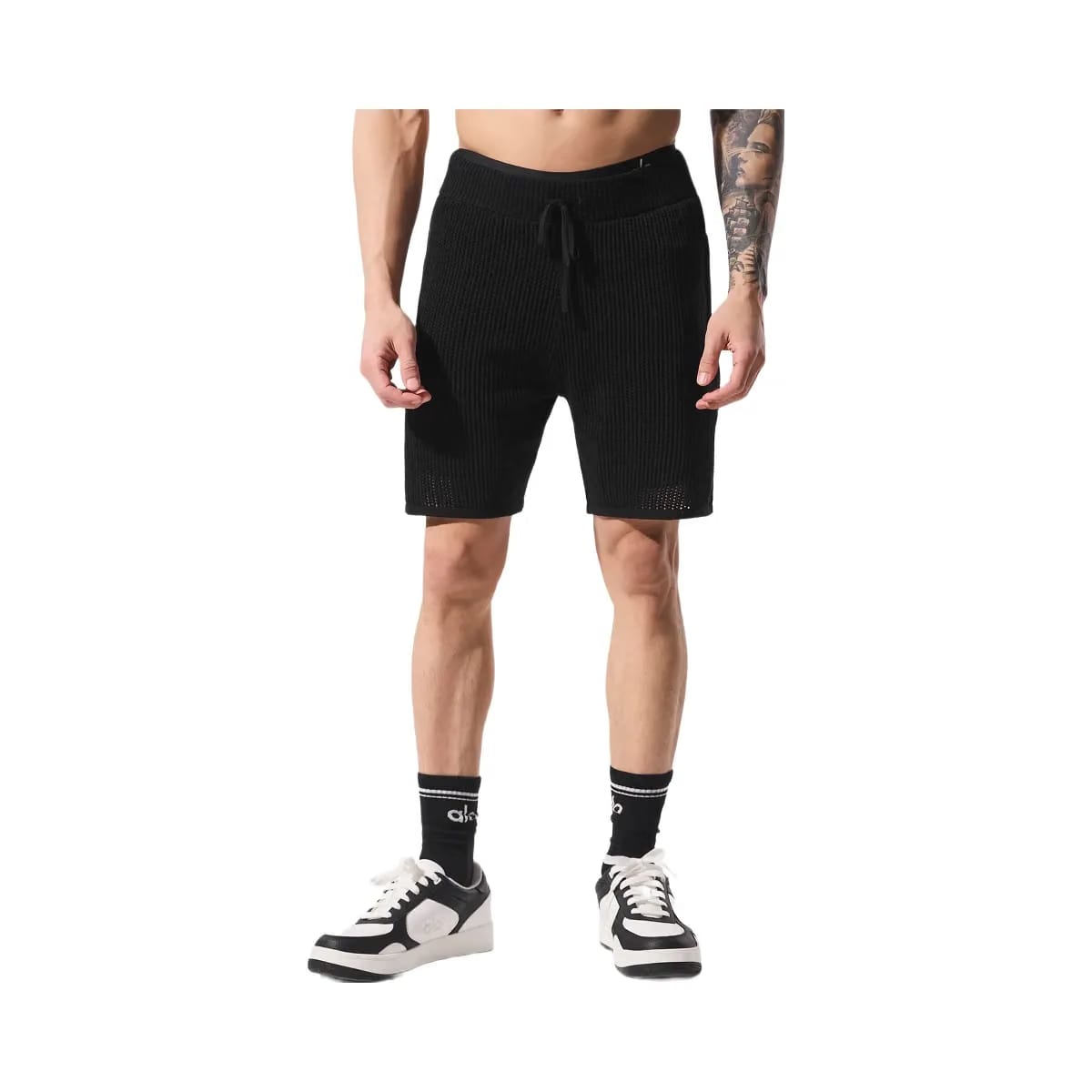 Alo Men's Open-Knit Shorts - Black
