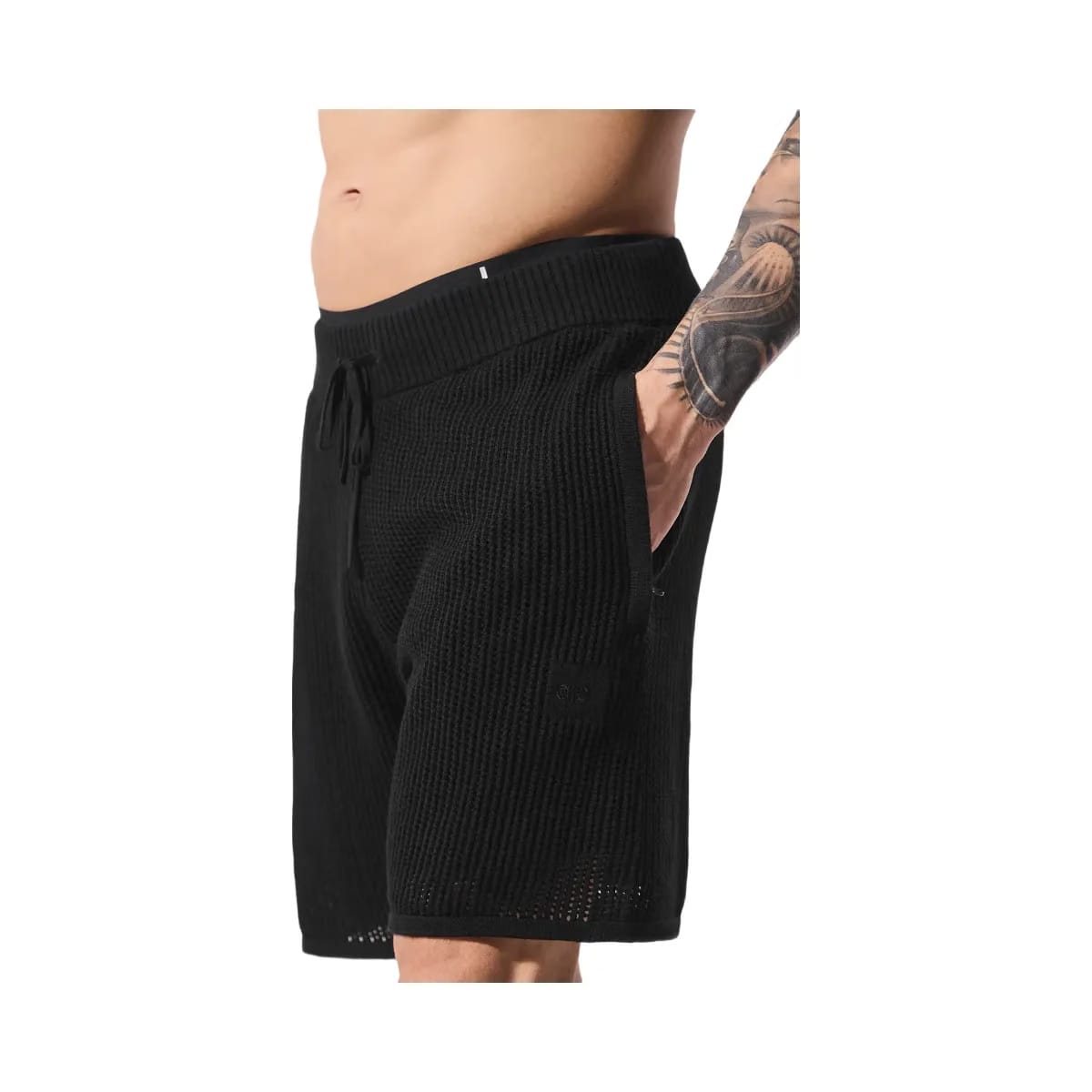 Alo Men's Open-Knit Shorts - Black