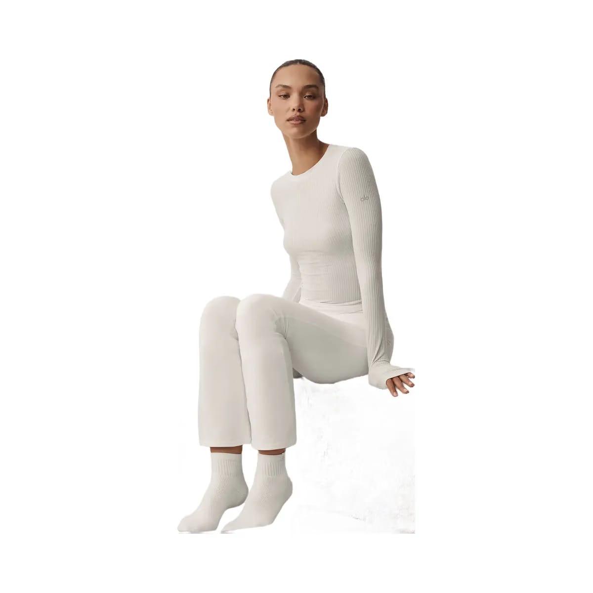Alo Quarter Crew Street Sock - Ivory