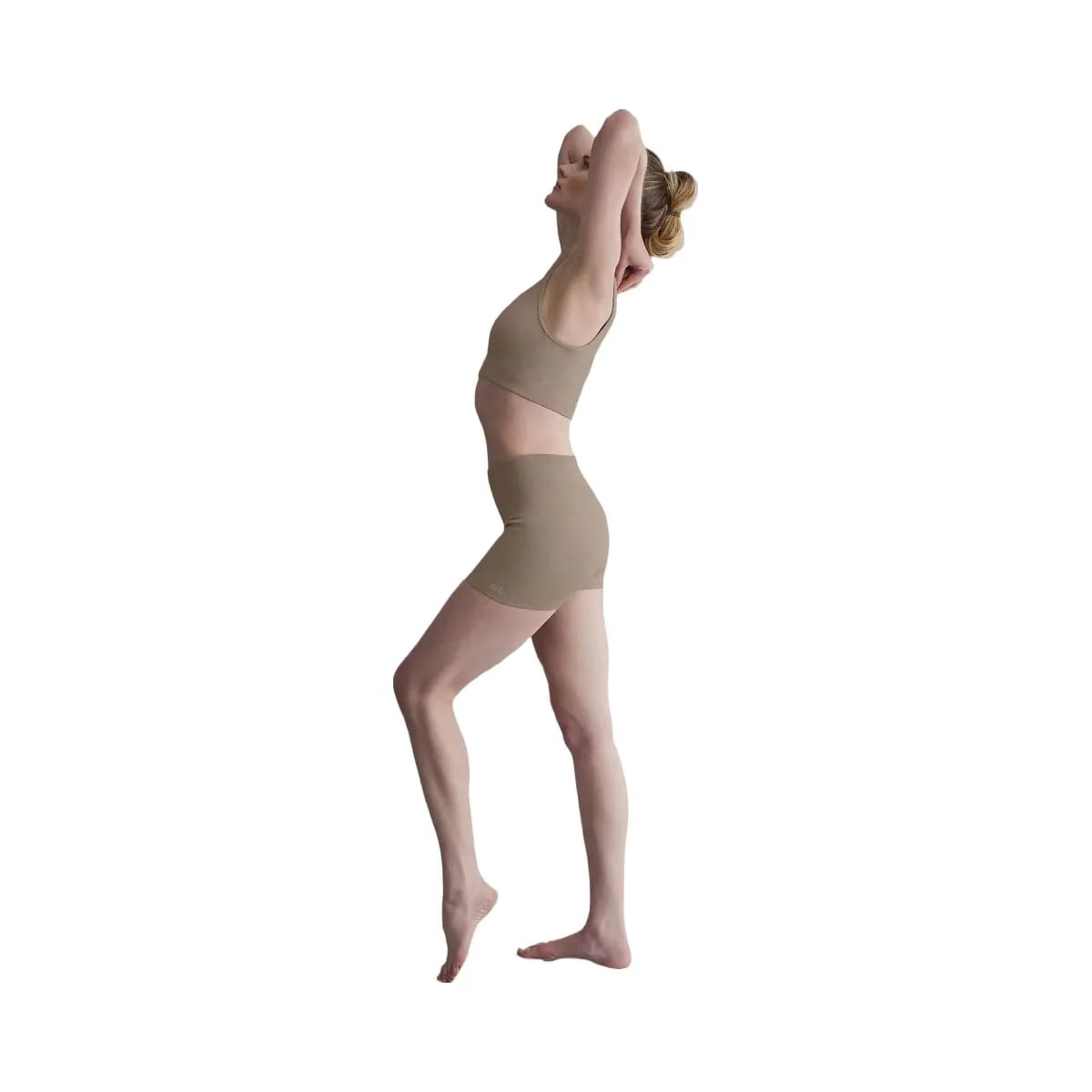 Alo Women's 3" Seamless Ribbed Shimmer Shorts - Gravel