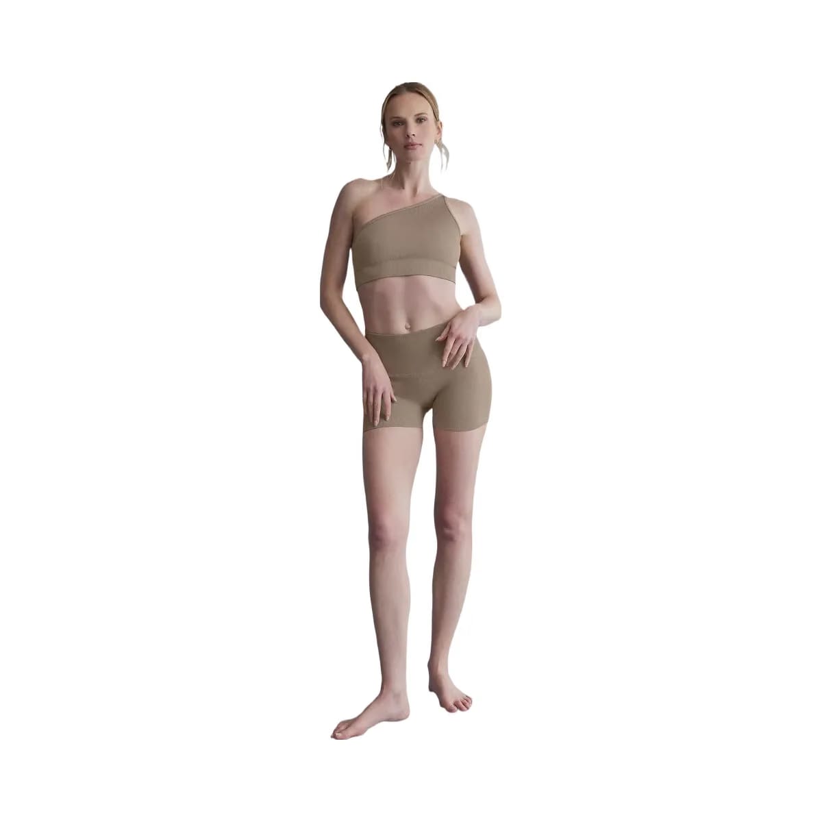 Alo Women's 3" Seamless Ribbed Shimmer Shorts - Gravel