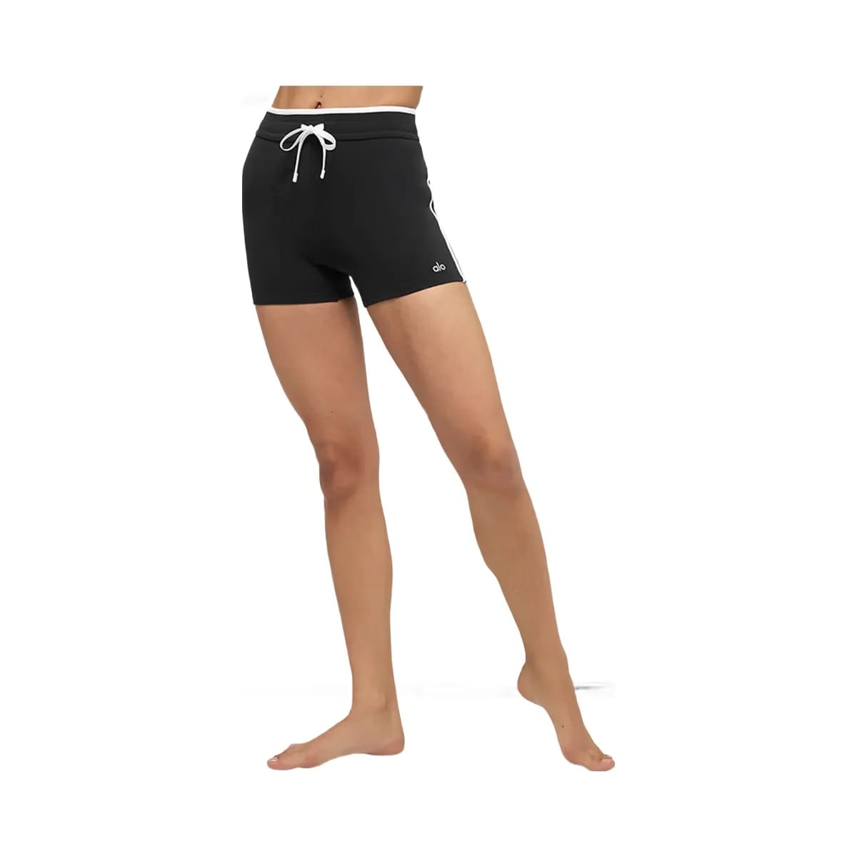Alo Women's 4" Airbrush High-Waist Race Pace Shorts - Black/White