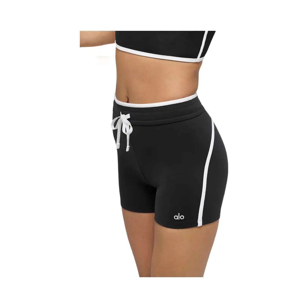 Alo Women's 4" Airbrush High-Waist Race Pace Shorts - Black/White