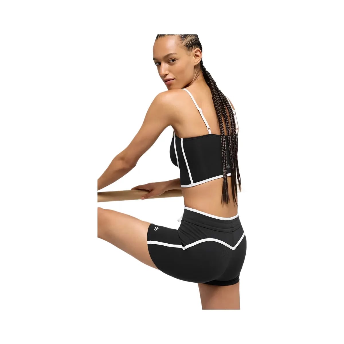Alo Women's 4" Airbrush High-Waist Race Pace Shorts - Black/White