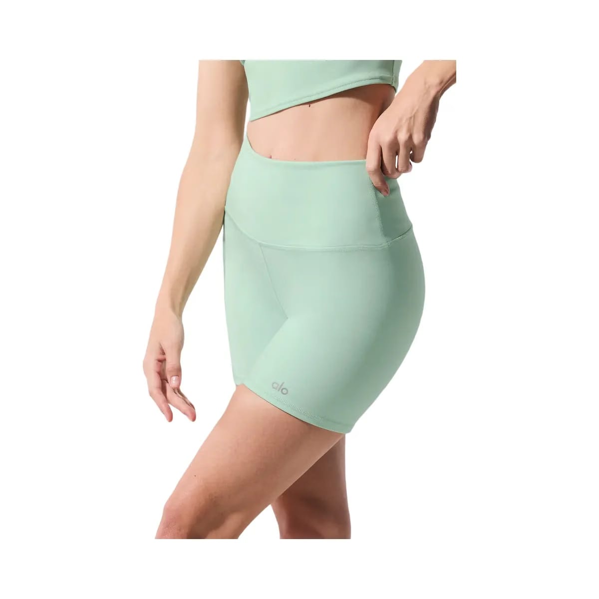 Alo Women's 5" Airbrush High-Waist Biker Shorts - Spearmint