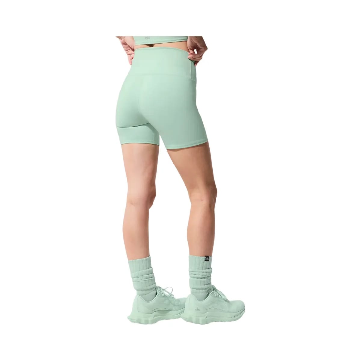 Alo Women's 5" Airbrush High-Waist Biker Shorts - Spearmint