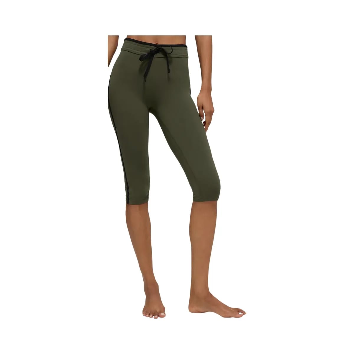 Alo Women's Airbrush High-Waist Race Pace Capri - Green Olive/Black