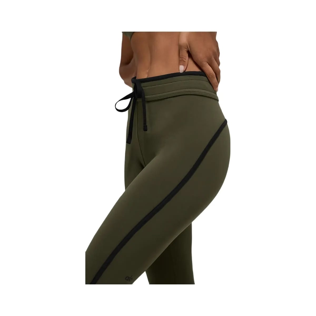 Alo Women's Airbrush High-Waist Race Pace Capri - Green Olive/Black