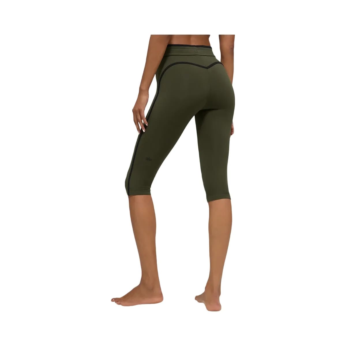 Alo Women's Airbrush High-Waist Race Pace Capri - Green Olive/Black