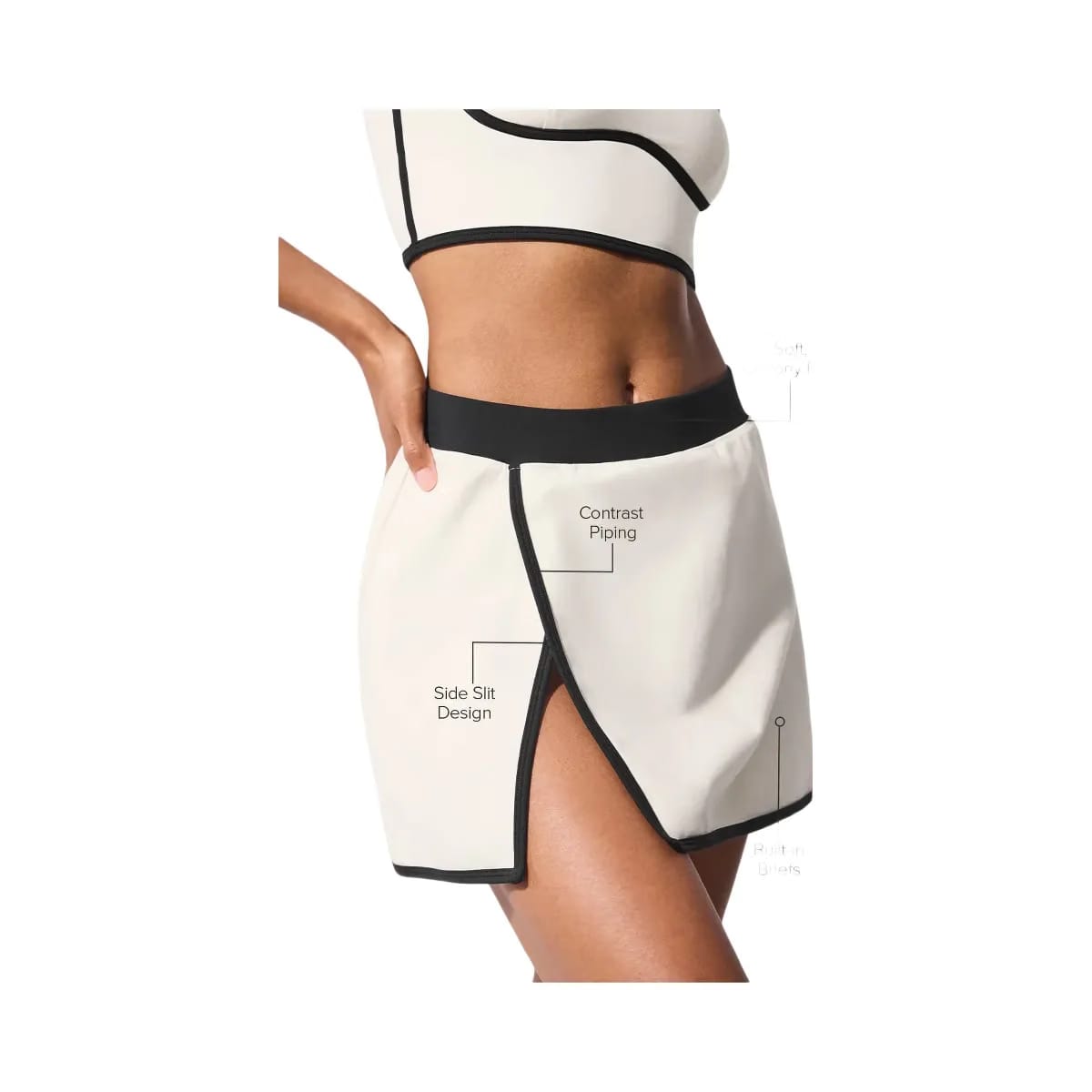 Alo Women's Airbrush Streamlined Skirt - Ivory/Black