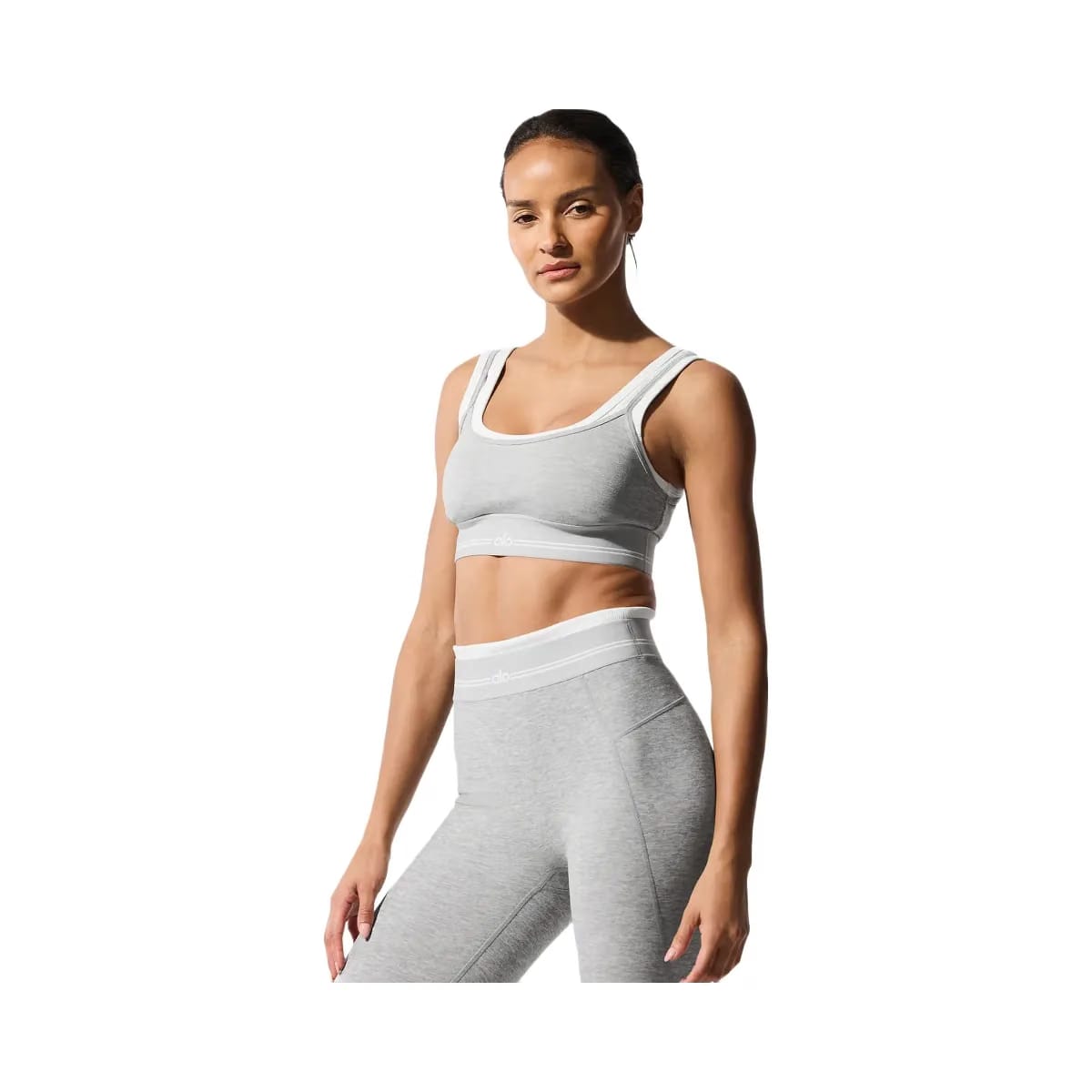 Alo Women's Alosoft Better Together Bra - Athletic Heather Grey/White