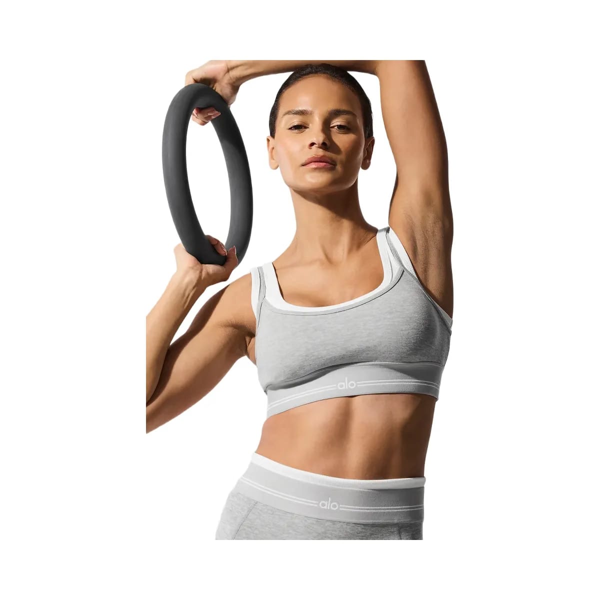 Alo Women's Alosoft Better Together Bra - Athletic Heather Grey/White