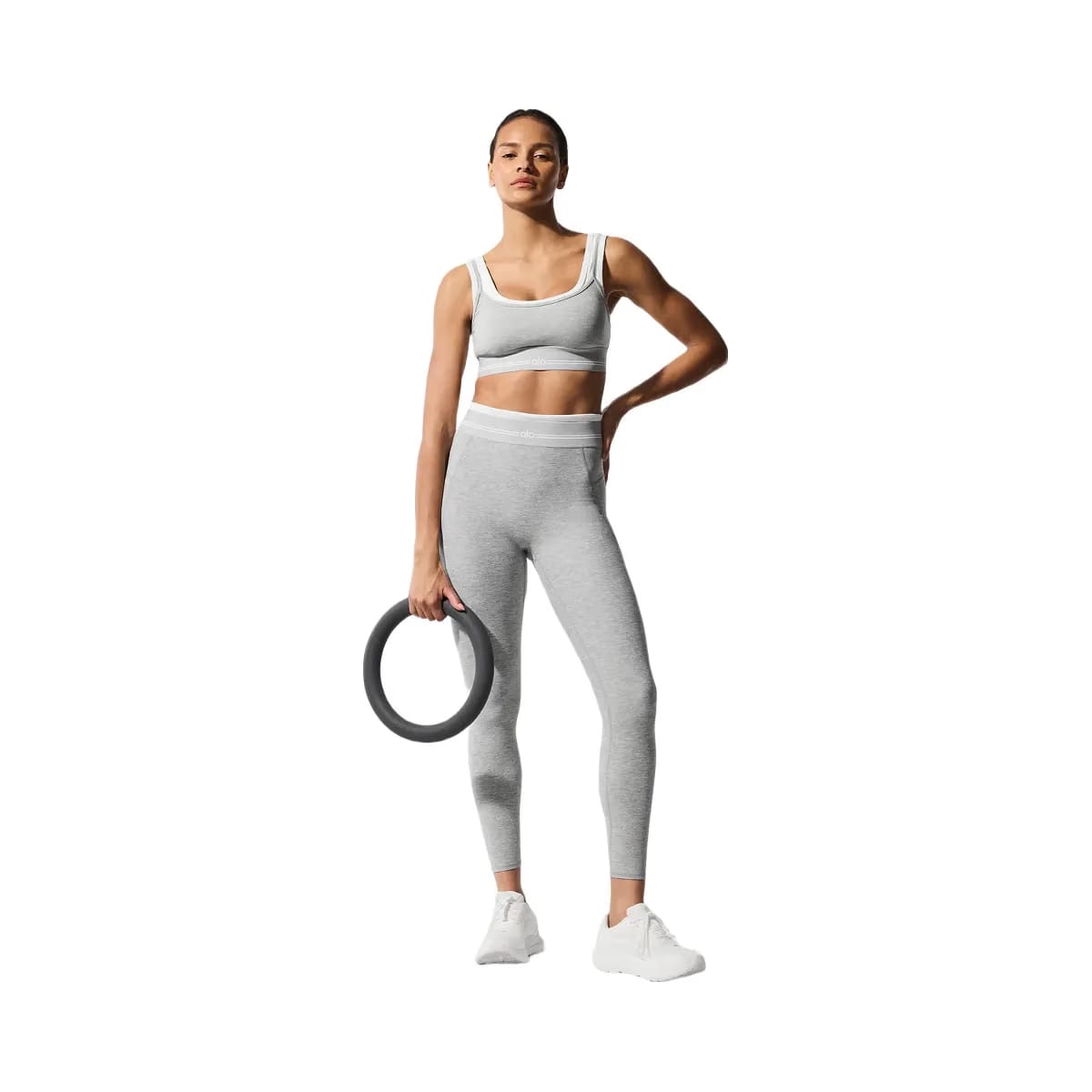 Alo Women's Alosoft Better Together Bra - Athletic Heather Grey/White