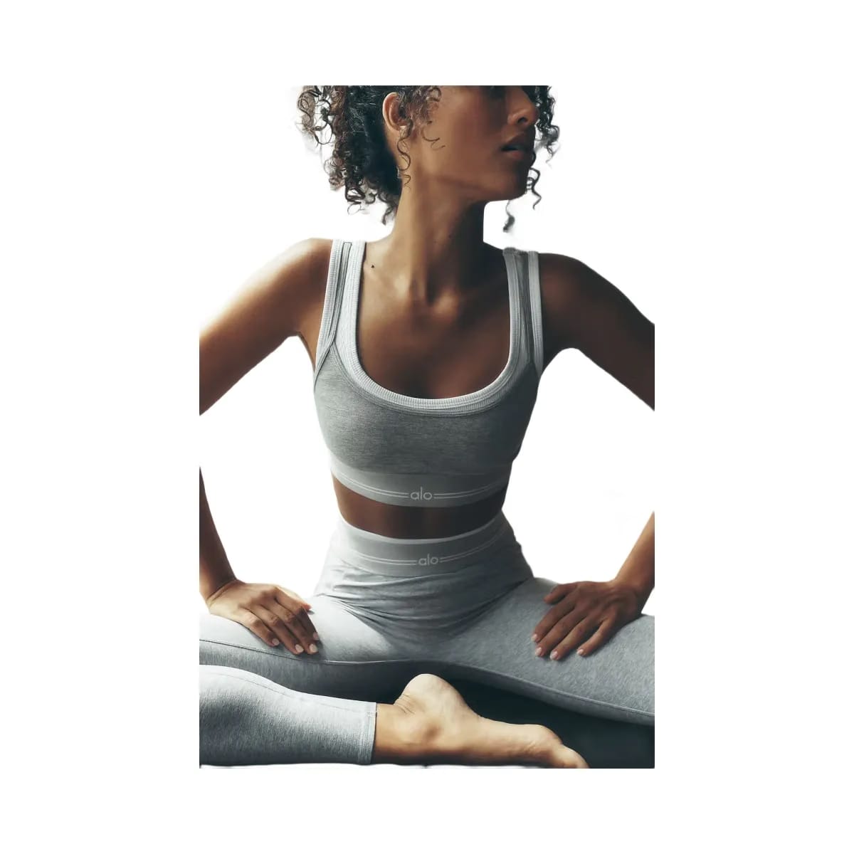 Alo Women's Alosoft Better Together Bra - Athletic Heather Grey/White