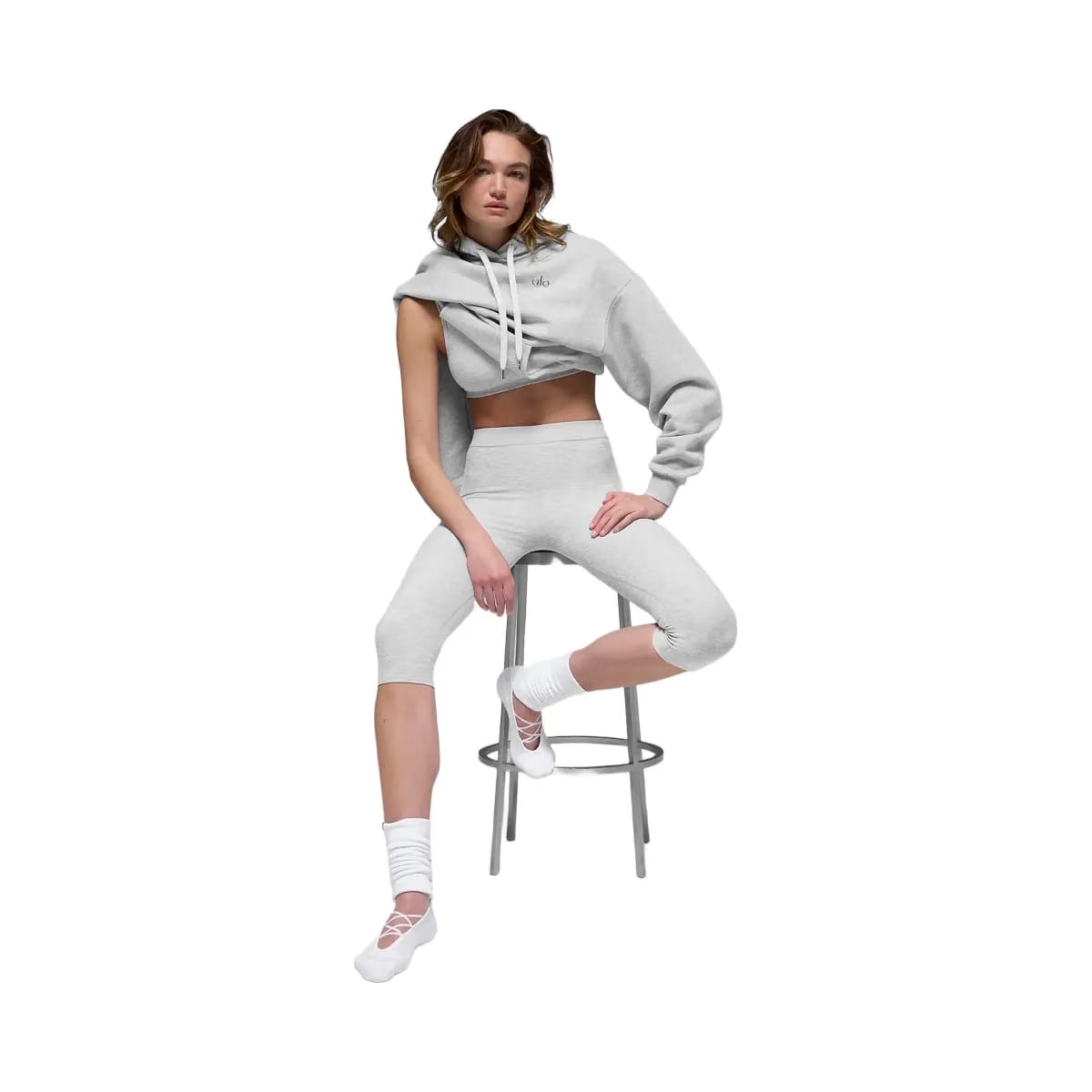 Alo Women's Alosoft High-Waist Iconic 90's Capri - Athletic Heather Grey