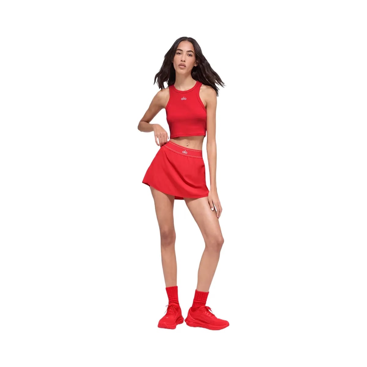 Alo Women's Aspire Tank - Bright Red/White