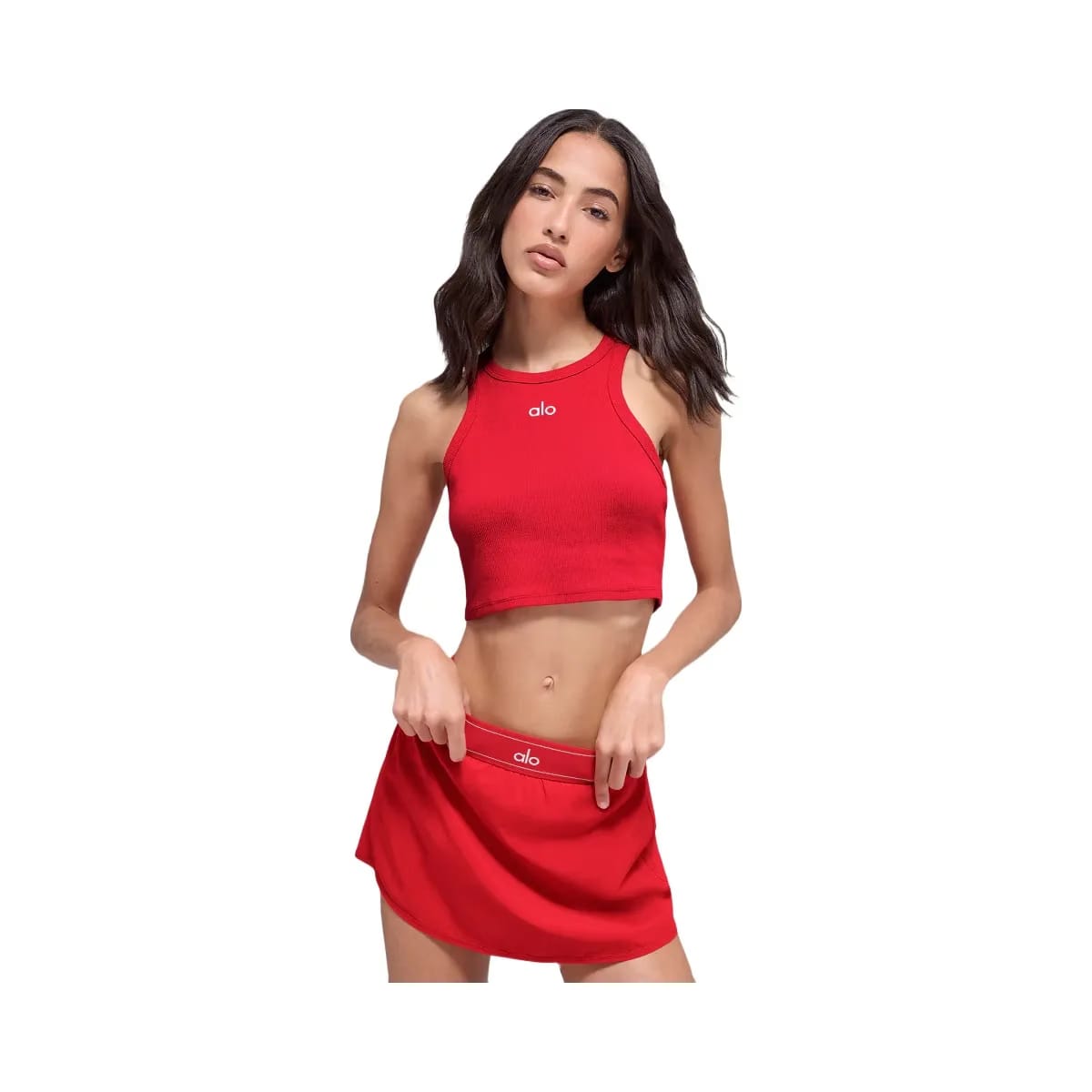 Alo Women's Aspire Tank - Bright Red/White